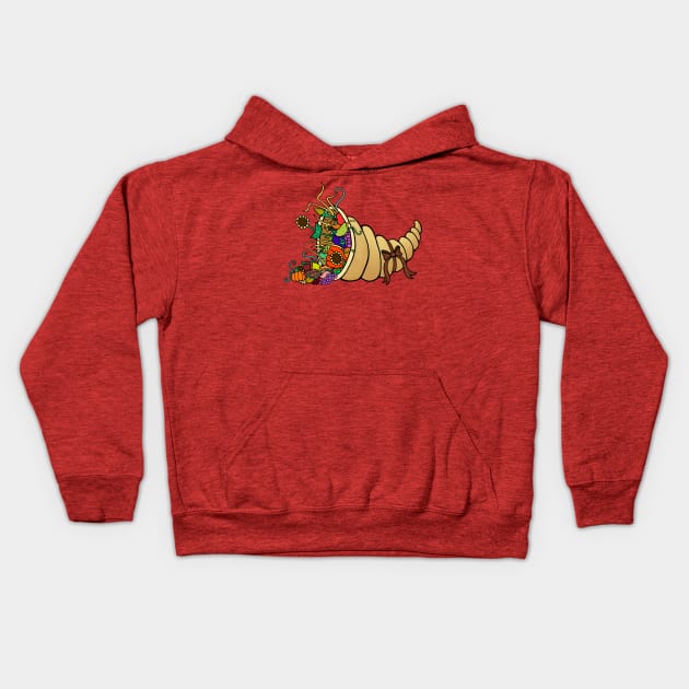 Thanksgiving Cornucopia Harvest Gift Basket Kids Hoodie by Art by Deborah Camp